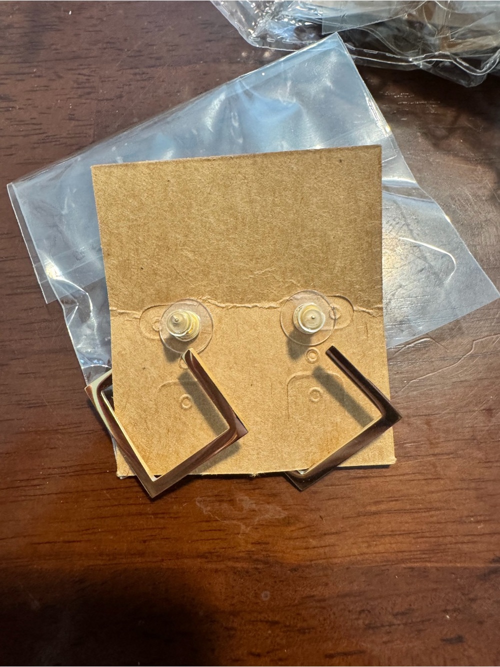 Plunder geometric square hoop earrings in brown